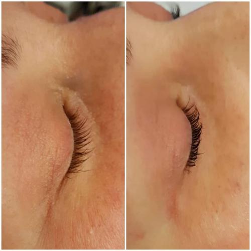 Réhaussement de cils + soin lash botox + teinture de cils Avant/Après 