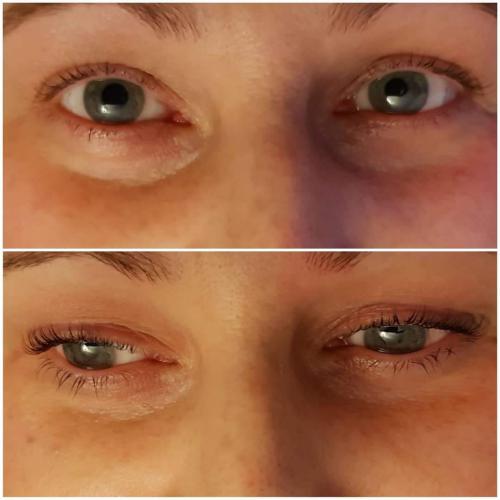 Réhaussement de cils + soin lash botox + teinture de cils Avant/Après 