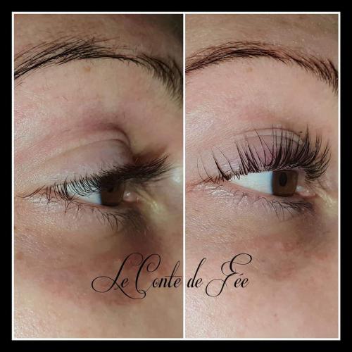 Réhaussement de cils + soin lash botox + teinture de cils+ restructuration du sourcil + teinture du sourcils au henné végétal Avant/Après