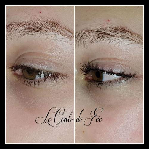 Réhaussement de cils + soin lash botox + teinture de cils Avant/Après 