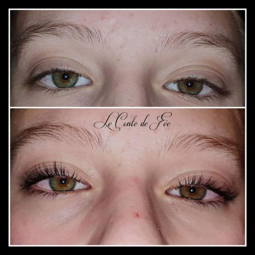 Réhaussement de cils + soin lash botox + teinture de cils Avant/Après 