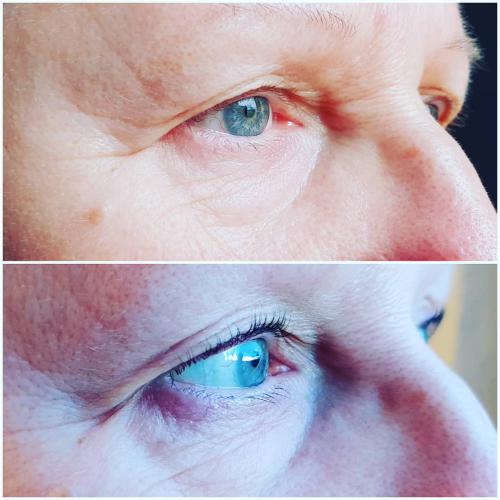 Réhaussement de cils + soin lash botox + teinture de cils Avant/Après