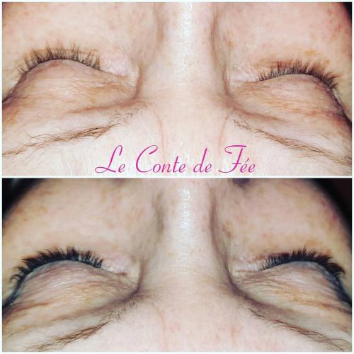 Réhaussement de cils + soin lash botox + teinture de cils Avant/Après 